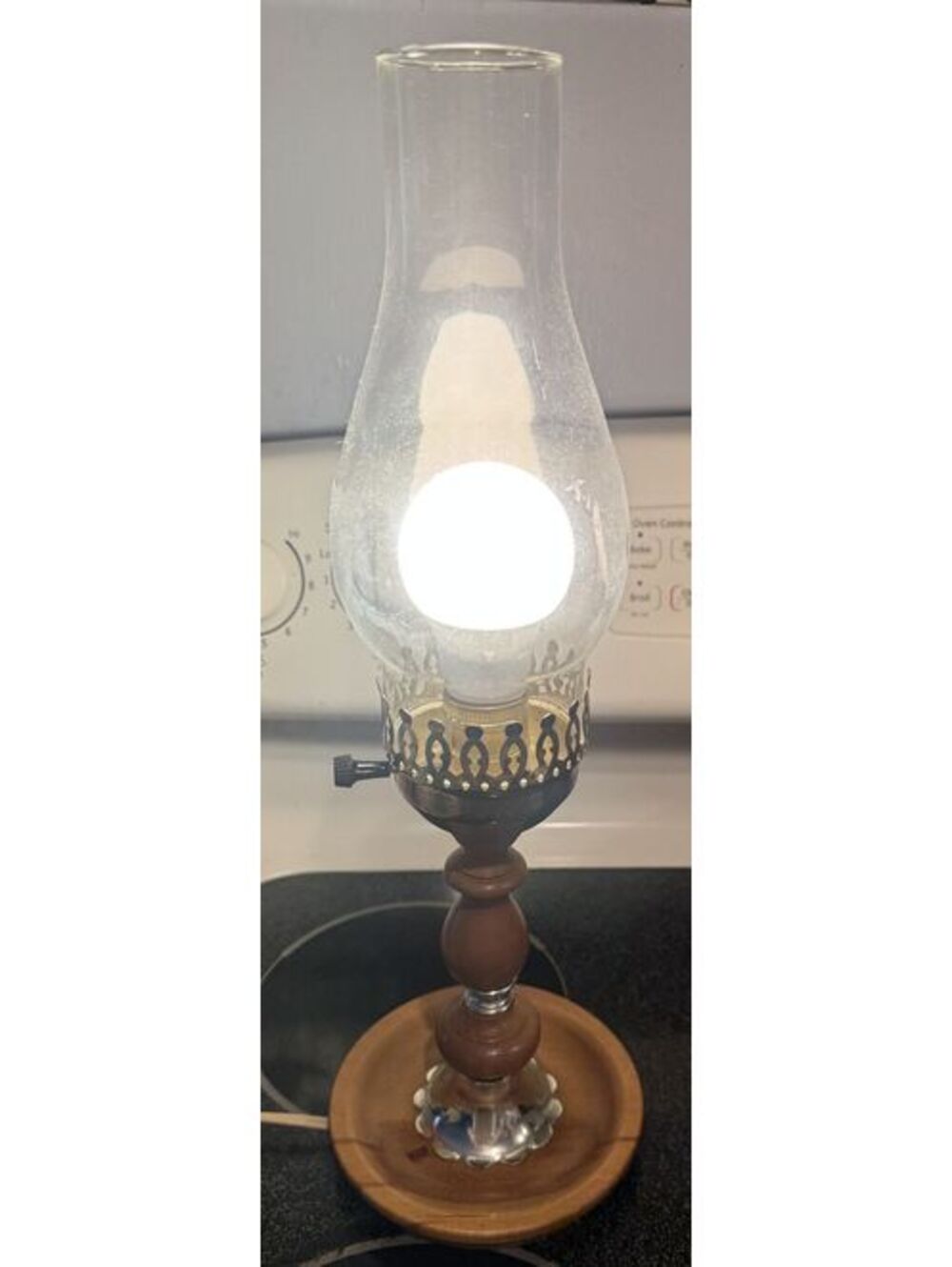 Vintage Electric Oil Lamp Style Table Lamp with Glass Chimney